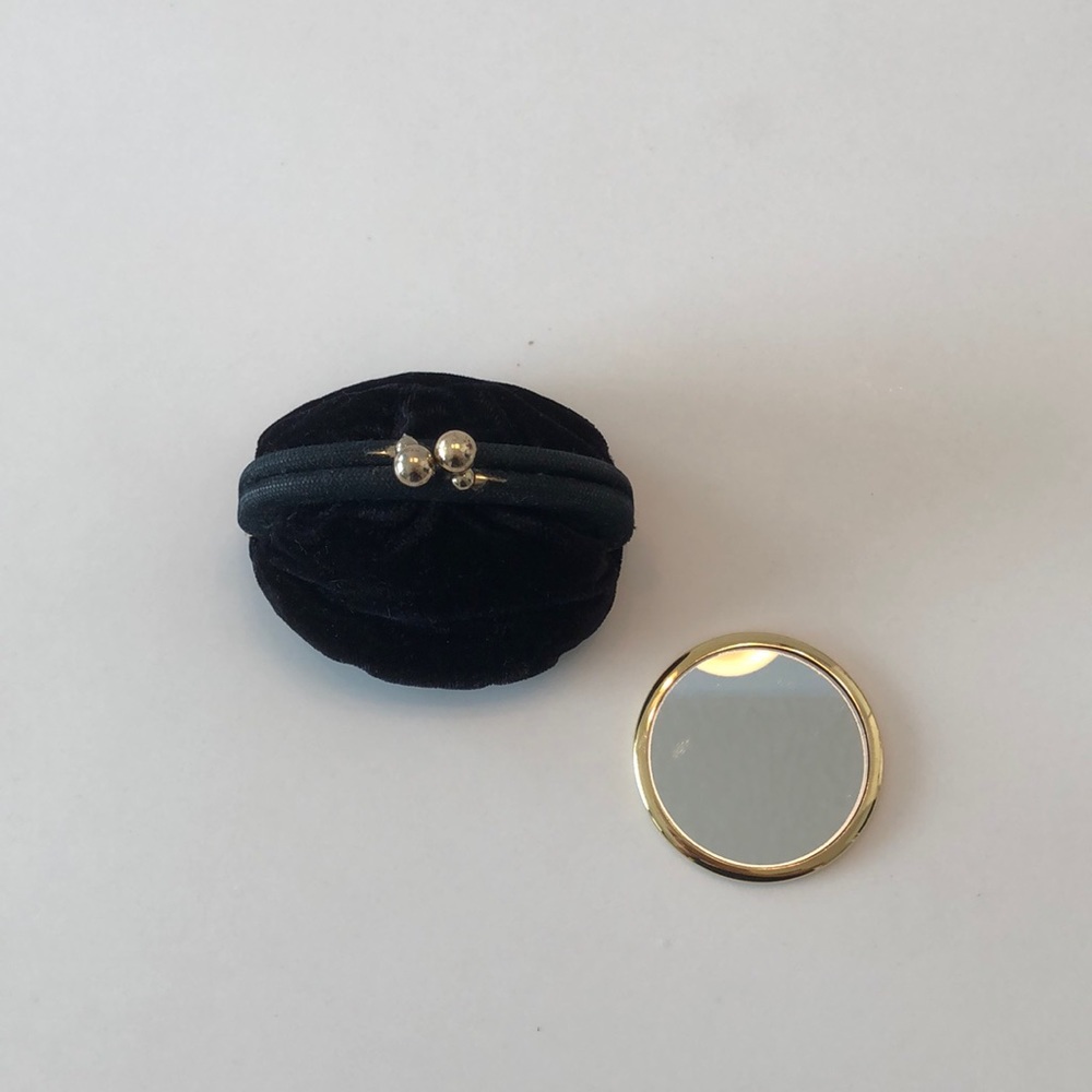Lancome Black Velvet Coin Purse with Gold Compact - Picture 3 of 5